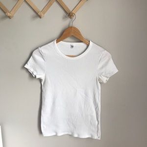 White Ribbed T-Shirt